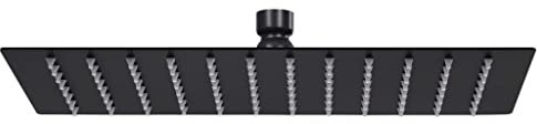 vidaXL Cabezal Ducha Efecto Lluvia Alcachofa Cuarto de Baño Accesorio Rociador Boquillas Giratoria Área Amplia Acero INOX Cuadrado Negro 30x20 cm