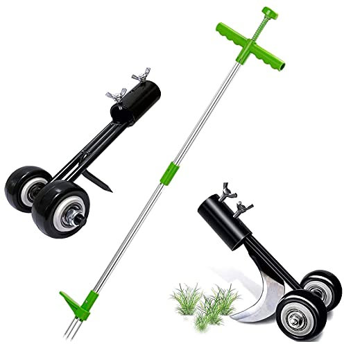 Hmpet Löwenzahnstecher,Unkrautvernichter Mit Rädern,Unkrautstecher Mit 100Cm Stiel,Für Gärten Und Höfe Unkrautausstecher Distelstecher,3 PCS