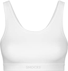 Snocks Soft Bra - Damen BH ohne Bügel, Perfekte Passform und hoher Komfort Dank Bio-Baumwolle, Bügel- und Nahtlos - Vielseitig und Bequem für Sport und Alltag - Weiß - L
