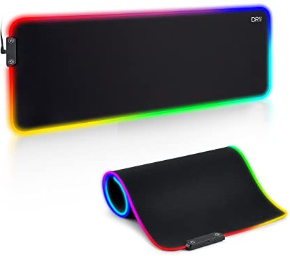 DR1TECH Anka Pro XXL Gaming LED-Musmatta För Skrivbord [80x30 Cm] | Musmatta För PC Ergonomisk Waterproof Anti-Slide | Design För Maximal Jämnhet, svart, DR10038