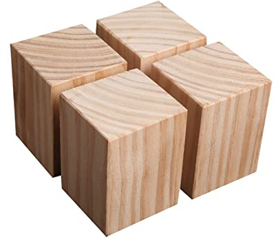Zlovne 4 Stück Tischbeine Natürliche Holz Sofafuss Geruchlos,28 Größen,Quadrat Mmöbelfuß Geeignet für Bett,Esstisch,Sessel,Bettfüße,Länge x Weite x Höhe (6x6x10cm)