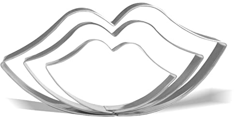 Lips Kiss - Juego de cortadores de galletas (14,5 cm, 11,7 cm, 8,4 cm), 3 piezas, acero inoxidable