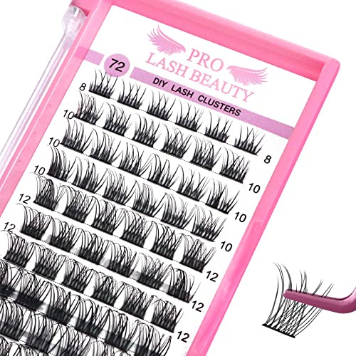 Lash Cluster-Wimpern DIY mit super dünnem Band für Heim-Wimpernstyling (Natural,D8-16mix)