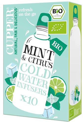 CUPPER Infuso a Freddo con Menta e Limone, Tisana Fredda a Casa o On the Go, Senza Zuccheri Aggiunti, 100% Ingredienti Naturali, Gusto Rinfrescante, Confezione da 10 Bustine