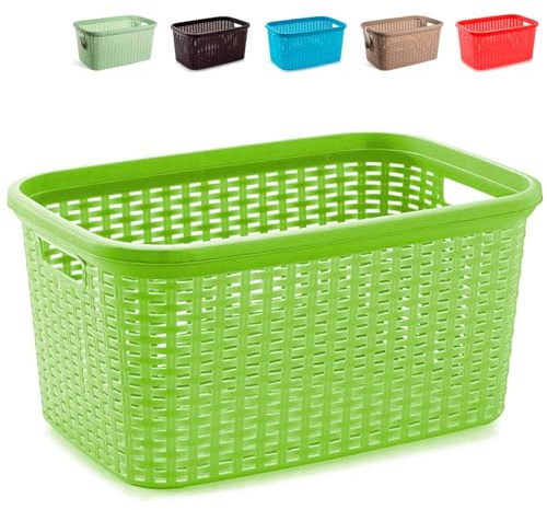 AC - Cesta para la Ropa Sucia - Modelo Rin Rattan - Forma Rectangular - Fabricado en Plástico - Cesto para la Colada - Almacenamiento - 25 x 53 x 36 cm - Color Aleatorio