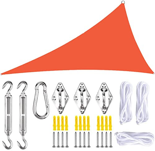 MHUQIA Vela Parasole Triangolare 6x6x6m, Vela Ombreggiante Triangolare, Traspirante Permeabile Protezione Antivento per Giardino Terrazza Campeggio Patio Party, con Corda
