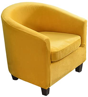 YOPOIY Velvet Sesselhusse Stretch Tub Club Stuhlbezüge rutschfest Sesselbezug Universal Durable Möbelschutz für Wohnzimmer -gelb