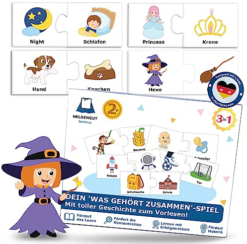 HELDENGUT Zuordnungspuzzle Puzzle ab 2 Jahre [Inkl. Geschichte] Spielzeug ab 2 Jahre & Lernspiel - Logik Spiele & Nikolaus Geschenke Kinder