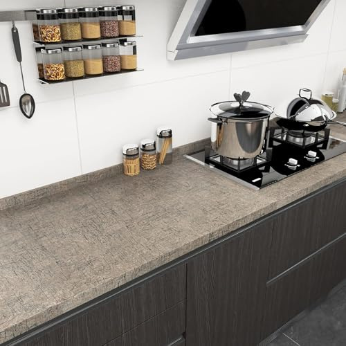 JSEVEM 40CM×3M Braun Grau Marmor Tapete Selbstklebend Klebefolie Folie Möbel Selbstklebende Glatt Möbel Klebefolie Steinoptik Marmoroptik Klebetapete Möbelaufkleber Wohnzimmer Badezimmer Wand