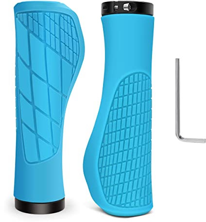 Manopole Bicicletta Ergonomiche 22,2mm Impugnature per Manubrio Bici in Gomma Impugnatura per Bicicletta Antiscivolo Manopole Bici Universale per MTB, BMX, Mountain, Foldable, Urban Bicycles (Blu)