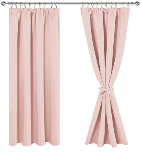 JIUZHEN Gardinen mit Kräuselband Blickdicht Verdunklungsvorhänge | Verdunklungsgardine Hitzeschutz Wohnzimmer für Schlafzimmer Kinderzimmer Thermovorhang Pink, H175 x B140 cm,2er Set
