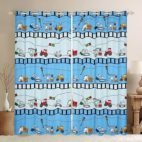 ANEEHA Vorhang Blickdicht Cartoon-Auto Vorhänge Junge Gardinen Wohnzimmer Schlafzimmer Verdunklungsvorhänge Thermovorhang 3D Druck Schallschutz Vorhang mit Ösen 2er Set B 140 x H 175 cm