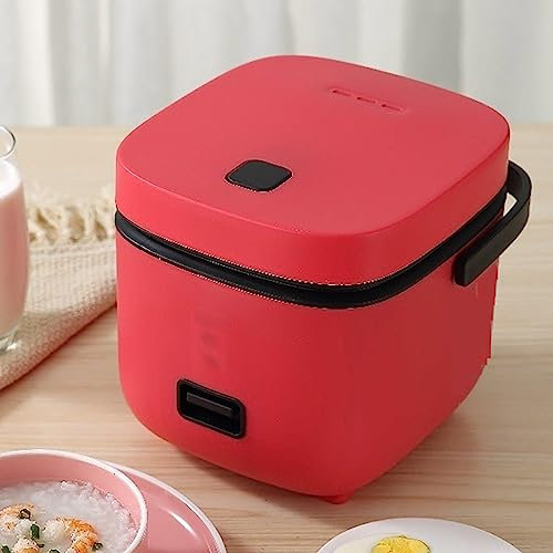 Small Rice Cooker for 2, Perfect Rice Cooker Small Korean Micro Rice Cooker 1.2 Litre, Non-Stick Inner Pot with Steamer,Red