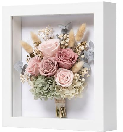 EUGAD 3D Bilderrahmen zum befüllen, 20x20, cm, Weiß, 3cm Tiefer | Öffnung an der Oberseite, 3D Objektrahmen, Tiefer Rahmen für Wand- & Tischrahmen, Shadow Box für Fotos, DIY Kunstwerke