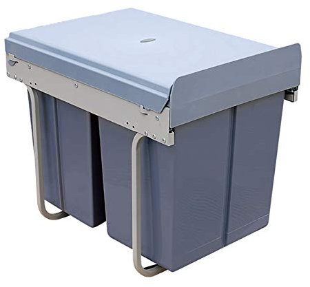 Cubo de Basura de Cocina Integrado, 20 L + 20 L, Cubo de Basura de Reciclaje extraíble/Cubo de Basura con Tapa para Cocina/gabinete/Sistema de residuos