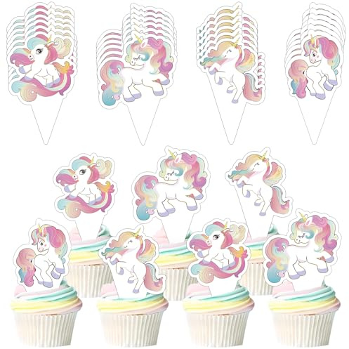 Catelves Einhorn Tortendeko, Einhorn Kuchendeko, Einhorn Muffin Deko, Einhorn Torten Deko, Torten Deko für Mädchen, Einhorn Geburtstagsdeko, Tortendeko Mädchen, Einhorn Deko Kindergeburtstag
