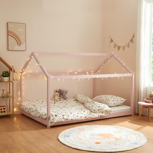 [en.casa] Cerro Children's Bed Montessori Bed Frame with Slatted Frame Made of Solid Pine 120 x 200 cm