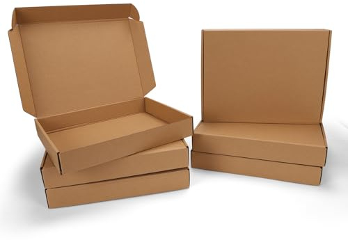 HORLIMER 6 Pack Shipping Boxes 330x254x50 mm (13x10x2 inch), Brown Corrugated Cardboard Boxes for Small Item Packaging, Secure Storage and Business