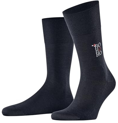 FALKE Airport M So lana algodón lisos 1 par, Calcetines Hombre, Azul Space Blue 6116 Ho Ho Ho, 45-46