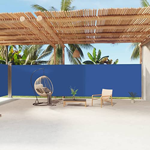 Chaduof Seitenmarkise Ausziehbar, Windschutz Terrasse, Balkon Windschutz, Balkon Sichtschutz, Sichtschutz Zaun, Sichtschutzzaun, Markise Balkon, Sichtschutzwand, Blau 200x1200 cm