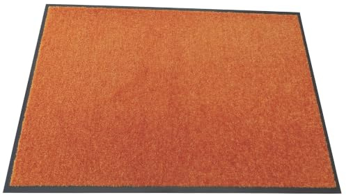 Schmutzfangmatte Kiel | Fußmatte | 30 °C waschbar, Orange, 60 x 90 cm | Dichter Flor mit hoher Feuchtigkeitsaufnahme | Rutschfest und strapazierfähig | Rundum mit Rand | Besonders flach