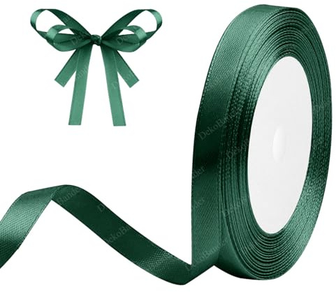 DekoBander Satinband Dunkelgrün 10mm x 23m, Geschenk- & Bastelband | für Geschenkverpackungen, Basteln, DIY, Nähen, Brautparty-Dekoration, Christbaumschmuck