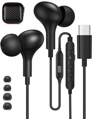 Écouteurs USB C pour Samsung Galaxy A55 A35 A54 A34 A33 Z Flip6,HiFi Stéréo Magnétique Karaoke Ecouteurs Filaire USB C avec Mic pour iPhone 16 15 Pro Max Redmi Note 13 Pro+Pixel 8a 7a 8 POCO X6 Pro
