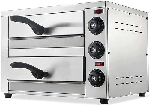 Controsoffitto per Forno per Pizza Commerciale, Forno per Pizza Elettrico da 16 Pollici Forno per Pizza Commerciale a Doppio Strato con Regolazione della Temperatura Indipendente dal Timer