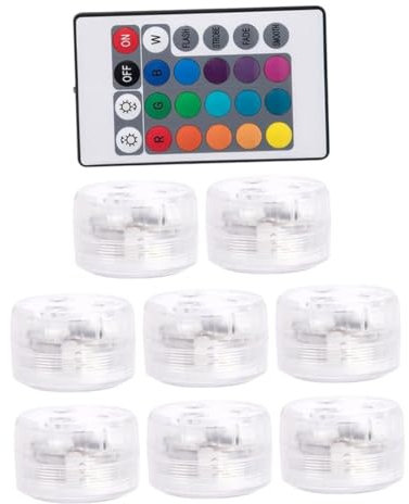 Kisangel 8stücke Rgb Led Unterwasserlichter Mit Fernbedienung Wasserdichte Tauchlichter Für Teich Pool Und Dekoration Für Vasen Und Landschaftsbeleuchtung