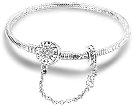 QIKAOLA S925 pulseras de plata de ley para Pandora Charms Momentos Pulseras de cadena de serpiente para las mujeres