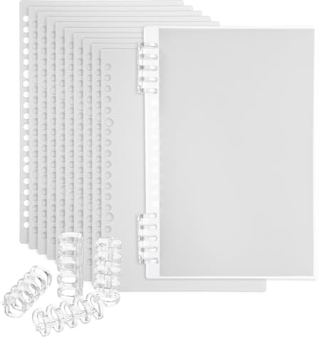 PATIKIL 12 Pack de Cubiertas de Encuadernación, A5 (8.4X5.7 Pulgadas) 22 Mil Plástico Cubiertas de Cuadernos con Peine de Encuadernación para Presentación de Informes, Transparente Blanco