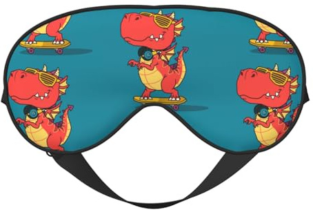 Schlafmaske, Skateboard, Dinosaurier, lustige Augenmasken zum Schlafen, Schlafmasken für Frauen und Männer, Verdunkelungs-Augenabdeckungen für Reisen/Schlafen