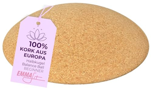 EMMAfit Kork Halbkugel I Balance Ball für Yoga I hochwertige Fitness Halbkugel aus Kork für Balance Training I nachhaltige Balance-Halbkugel für Gleichgewichts- & Fitnesstraining