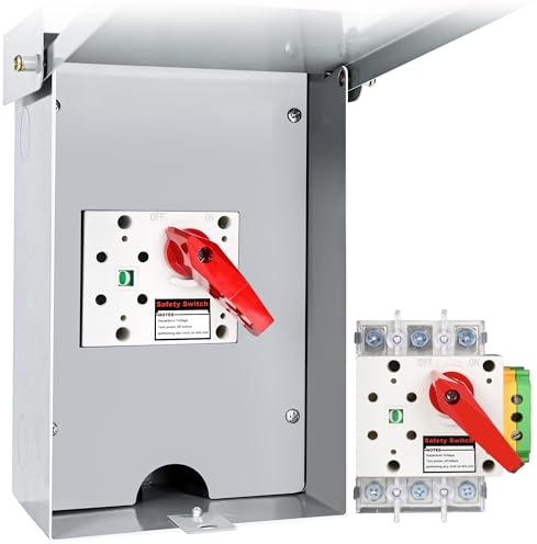 30 Amp Disconnect Switch Box,3-Pole,120/240V,Non-Fusible Safety Switch,Meeting NEMA 3R Standards,Galvanized Steel,Weatherproof,Indoor&Outdoor