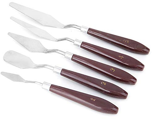 5Pcs Painting Knife Set Stainless Steel Palette for Mixing Spreading Scratching for Oil Canvas Acrylic Painting Ergonomically Designed Handle Multi