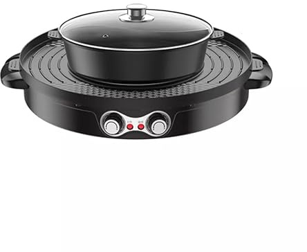 Hot Pots, grill elettrico, 2200 W, griglia elettrica 2 in 1, rivestimento antiaderente, vaso per mandarini rimovibile, con regolazione della temperatura, barbecue coreano, bistecche, frutti di mare