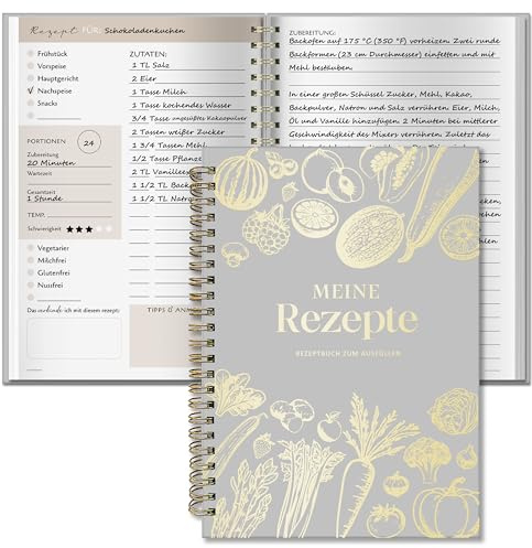 BIROYAL Rezeptbuch zum Selberschreiben A5, Spiralbindung Kochbuch Selbst Schreiben, Rezeptbuch für 100 Lieblingsrezepte, Kochbuch zum Selberschreiben, Recipe Book Schreiben, Rezepte Buch zum Ausfüllen