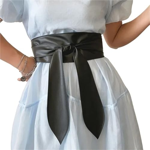 XPJYUA Kummerbund Breiter Gürtel mit Schleife for Damen, breiter Gürtel, Kummerbunds, verzierte Taille, Wickelmantel, Kleid, Dekoration, Bekleidungszubehör(Black)