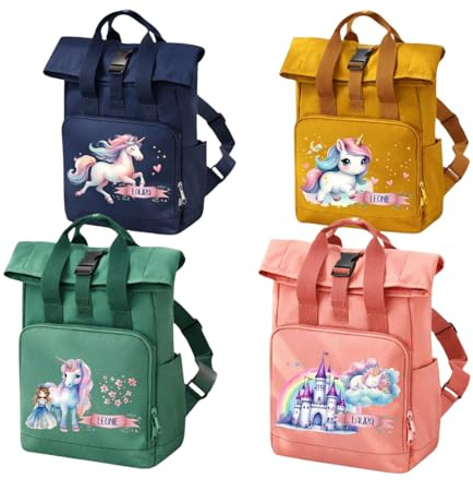 wolga-kreativ Personalisierter Kita Rucksack Mädchen und Jungen – Kindergartenrucksack mit Namen –Turnbeutel Set optional – Kindertasche Kita