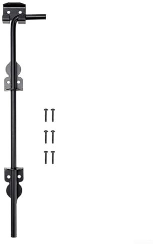 babominimer Heavy Duty Cane Bolt Gate Drop Rod | 12 Black Steel Wood Fence Gate Security Lock | Hardware For Garden Outdoor Fencing