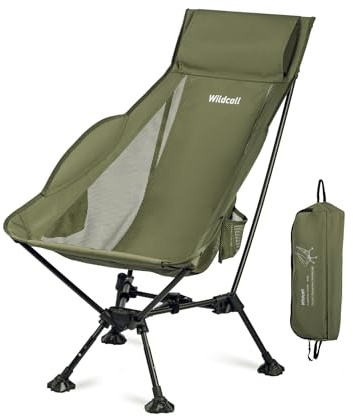 WildCall Lightweight Folding Camping Chair Anti-Sinking Chair, High Back