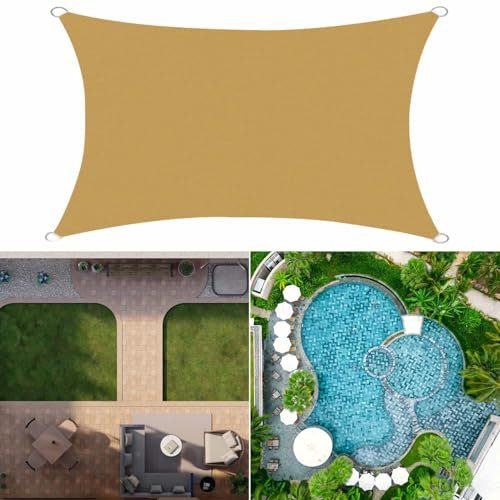 SRHIMEOS 4X6m Rettangolare Vela Ombreggiante Traspirante, Telo Parasole per Esterni Impermeabile, Tende a Vela per Giardino Protezione Solare, Tessuto HDPE