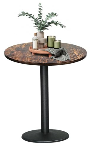 homewell Runder Esstisch aus Spanplatte Speisetisch, Klein Tisch Küchentisch, einfacher Kleiner Tisch für Küche, Esszimmer und Wohnzimmer, φ60*72 cm (Holzmaserung)