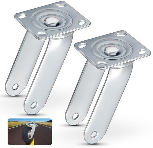 Otoolling 2 Pack 10 Heavy-Duty Swivel Pneumatic Caster Rig Swivel Caster Fork Yoke Frame Tolerable 1760lbs Anti-Corrosion Reinforced Base Plate & Ball Race for Industrial Trolleys Trailers(Only Rig)