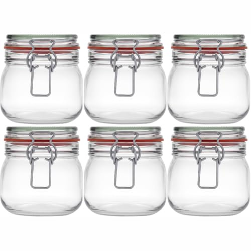 Flaschenland - 6x Drahtbügelgläser 634 ml, Einmachglas, luftdichtes Vorratsglas zur Aufbewahrung von Gewürzen, anderen Lebensmitteln oder Meal Prep, Gläser mit Drahtbügelverschluss | Made in Germany