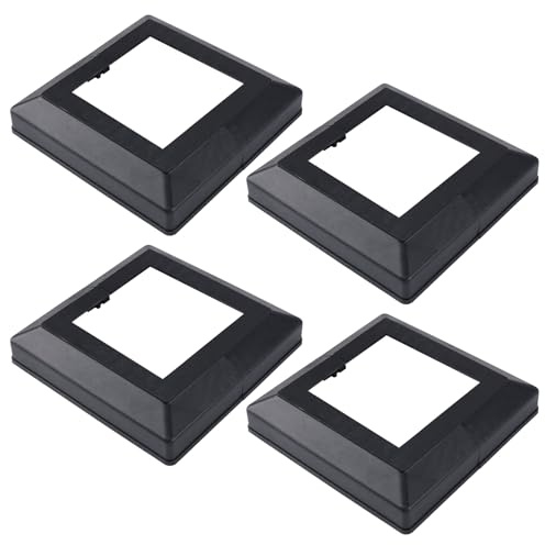 UFURMATE Lot de 4 housses de base de poteau carrées en plastique de 12 x 12 cm pour balustrade d'escalier (noir)