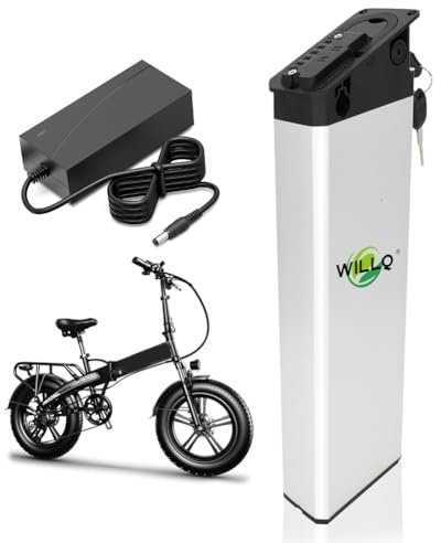WILLQ Batteria Bici Pieghevole 48V 52V 13Ah 16Ah 17,5Ah Batteria al Litio Integrata, Accessorio per Scooter Elettrico con Caricabatterie e BMS per Motore da 0 a 1000W,52v17.5ah
