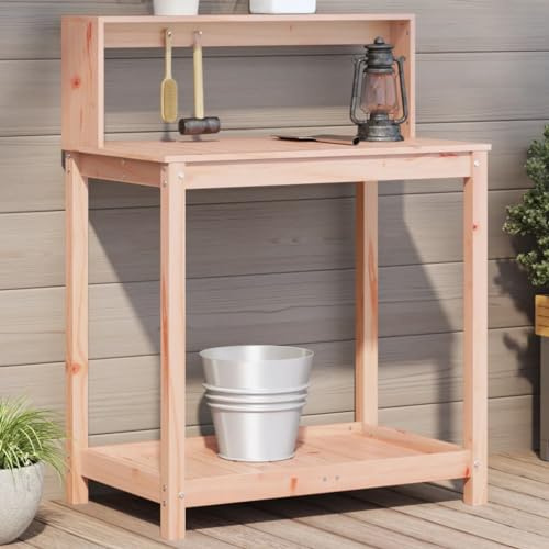 Frdhee Balkon Deko Blumentisch,Pflanztisch mit Ablagen 82,5x50x109,5 cm Massivholz Douglasie,Blumentopfständer für Terrasse Balkon Garten