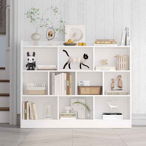 Nordivale Regal Weiß, Würfelregal, Standregal, 10 offene Fächer horizontal vertikal oder kopfüber verwendbar für Wohnzimmer Schlafzimmer Büro