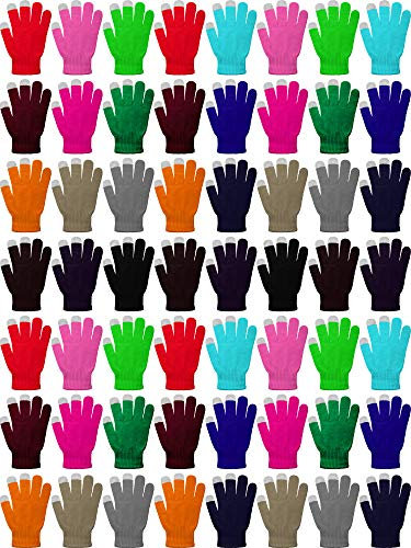 SATINIOR 60 Paar Touchscreen Handschuhe Winter Stretch Strickhandschuhe für Männer Frauen (Farbe 3)